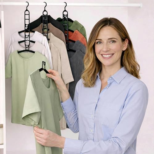 Kleiderschrank-Organizer mit platzsparenden Kleiderbügeln (2 Stück): Mehrfach-Hosenbügel + Multifunktions-Kleiderbügel aus Edelstahl, System zur Organisation des Schranks und Ordnung