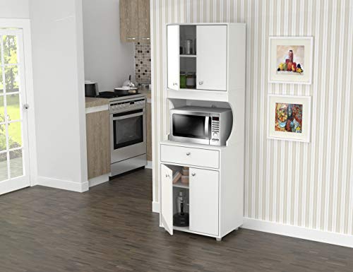 Inval Galley Kitchen/Microwave 1-Drawer/4-Door Storage Cabinet with Open Space White