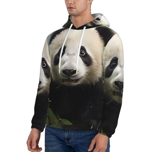 Men's Fleece Pullover Hoodie Long Sleeve Hooded cute bear Sweatshirt Casual Shirts With Pockets Large Black3