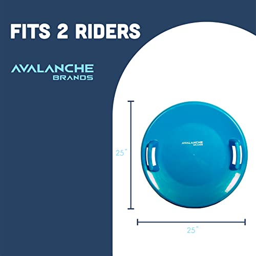 Avalanche Brands | 25" Downhill Saucer Snow Sled | Ice Blue | Durable Handles & Safe for All Ages