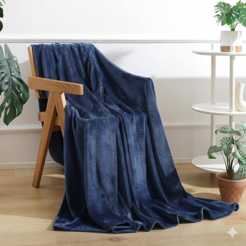 Image of Harleen Blankets, 250 GSM Super Soft Flannel Cozy Blankets for Single Bed, Washable Lightweight Blanket for Couch Sofa Bed Office, Warm Plush Blankets for All Season (60 inchx90 inch) (Blue, Single)