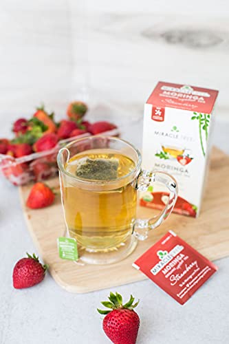 Miracle Tree - Organic Moringa Superfood Tea, 25 Individually Sealed Tea Bags, Strawberry (Keto, Detox, Energy & Immunity Booster, Vegan, Gluten-Free, Organic, Non-Gmo, Caffeine-Free) #TOP6