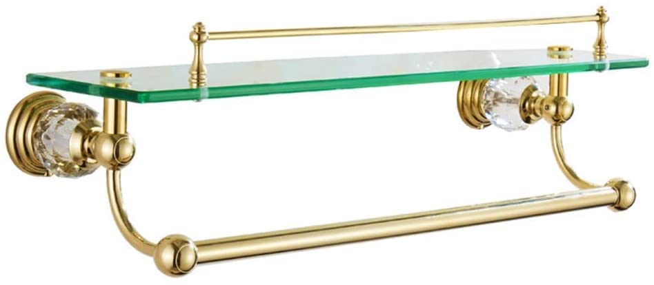 Étagère de salle de bain en verre anti-encombrement avec rangement serviette