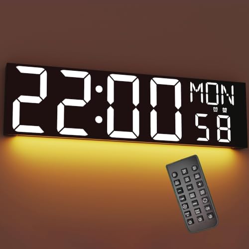 Image of JALL 30 inch Large Digital Wall Mount Clock with Remote Control, Alarm, Huge Giant Big LED, Countdown, Auto DST, Temperature for Living Room Classroom Desk, Xmas, Birthday Gift, White