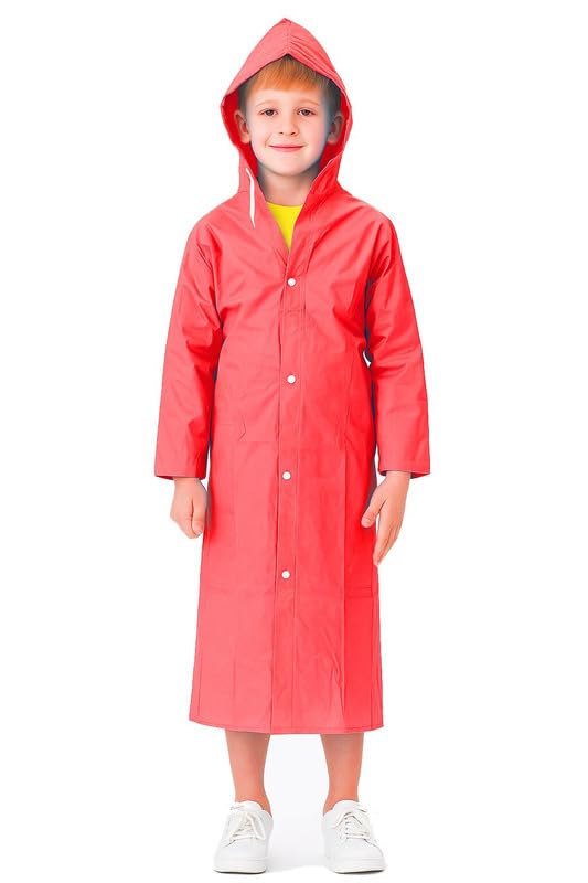 Image of Kids School Raincoat for Boys & Girls | PVC Lightweight Hooded Long Rainwear with Pockets | Suitable for School