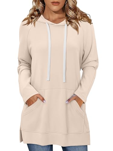 KISSMODA Women Hoodies Dress Long Sweatshirts Dress Raglan Sleeves Oversized Sweatshirts with Pocket 2025 Fall Winter Trendy