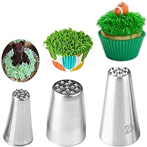 3 st Rvs Room Decoratie Mond Kleine Gras Vorm Crème Nozzle Bakken Gereedschap Gras Crème Icing Nozzles Gebak Decorate… - Image 2
