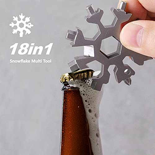Xven 18-In-1 Snowflake Multi Tool Portable, Stainless Steel Snowflake Bottle Opener/Flat Phillips Screwdriver Kit/Wrench, With Keychain, Great Christmas Gift(Silver) #TOP2