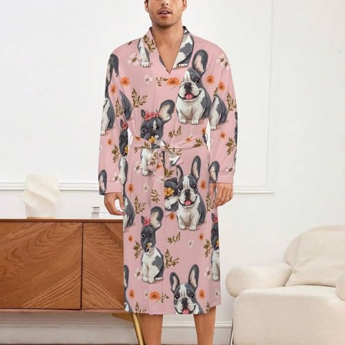 Robe de nuit en soie premium imprimé bouledogue français élégant - 2