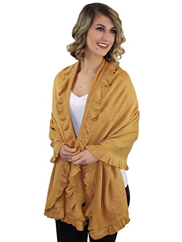 Luxury Divas Knit Poncho Shawl With Ruffled Edge2