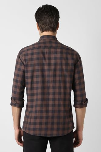 Image of Peter England Men's Checkered Cotton Shirt | Smart Casual | Full Sleeves