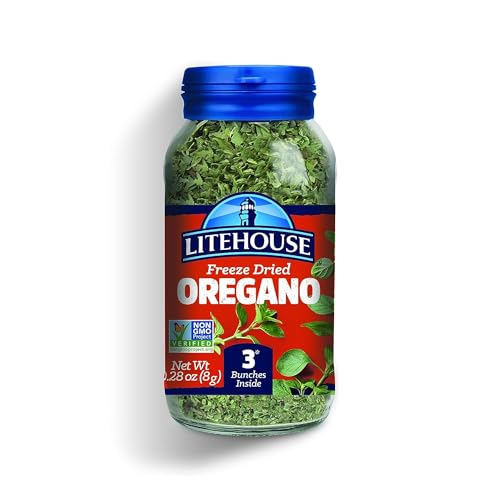 Litehouse Freeze Dried Oregano - Substitute for Fresh Oregano, Jar Equal to 3 Oregano Fresh Bunches, Organic, Oregano Seasoning, Non-GMO, Gluten-Free - 0.28 Ounce