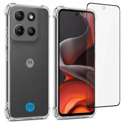 Kit Capa Capinha Anti-Impacto Premium Transparente + Película de Cerâmica 9D ou de Privacidade 9D para Motorola Moto G15 - FD Acessórios. (Capa + Película Cerâmica 9D)