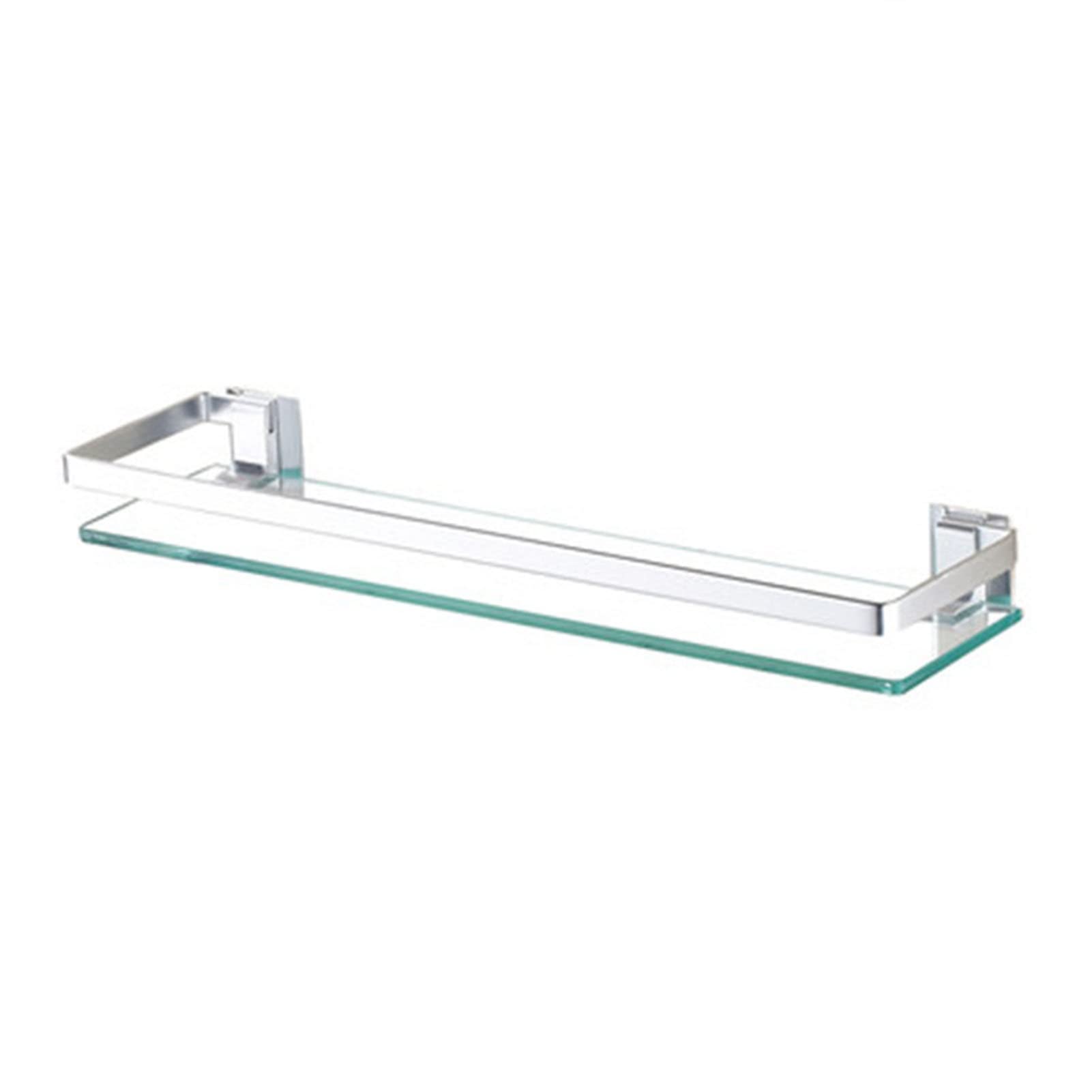 Estante de cristal montado en la pared para baño, almacenamiento de ducha de un solo nivel con espejo frontal, evita caídas de artículos, elegante estante de utilidad para el hogar, diseño que ahorra