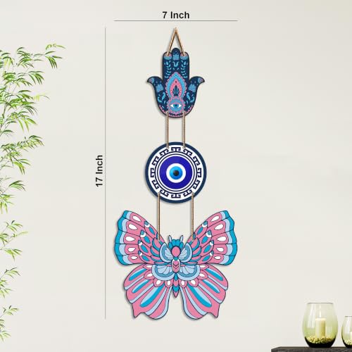 Image of Artvibes Hamsa Hand Butterfly Evil Eye Wall Hanging for Home Entrance | Protective MDF Wall Decor | Decorative Art for Living Room | Bedroom | Office & Main Door | Gift Item (WH 8583N)