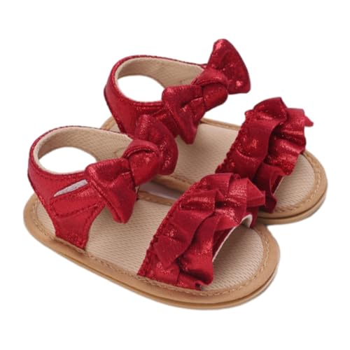 Baby Infant Newborn Girls Casual Flat Sandal Open toe Bow First Walking Ruffle Anti-Slip Flip Flop Shoes