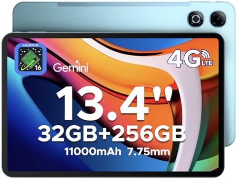 （17:00時点） 【13.4インチ Android 16 タブレット 初登場】DOOGEE Tab G6 Max タブレット IPS大画面 13インチ 90Hz Android16 UNISOC T7820 8コアCPU 32GB RAM 256GB ROM+2TB拡張 11000mAh 大容量バッテリー 4GデュアルSIM FHD+ 13MP+8MPカメラ+顔認証+GPS+WPS+メタルボディ DRM L1対応