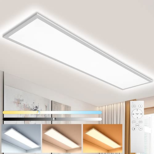 IEGLED LED Panel 120x30cm - Dimmbare Deckenleuchte Mit RGB Hintergrundlicht