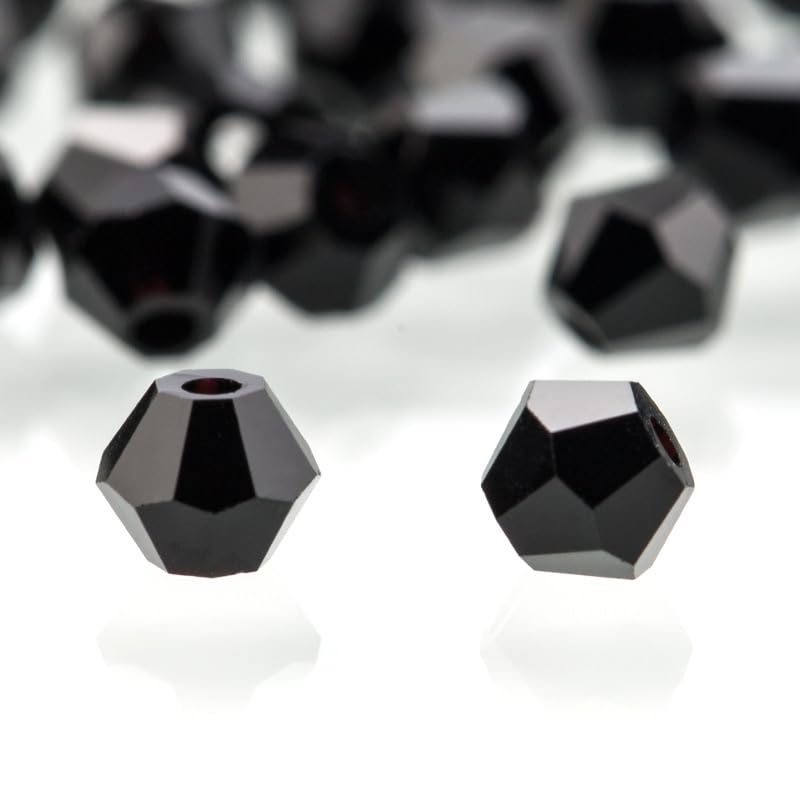 Zestaw wielokolorowych koralików Bicone Crystal Beads - koraliki szklane 3-6 mm do wyrobu biżuterii i projektów rękodzielniczych(Black,4.0MM about 720PCS)