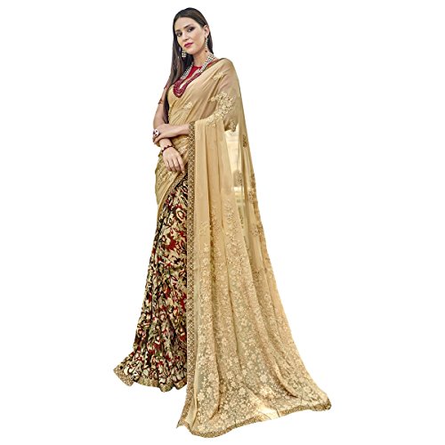 Triveni Donne Indiane Beige Faux Georgette