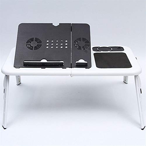 Preisvergleich Produktbild LGFSG Laptop-Schreibtisch Multifunktionales Laptop Tischständer Klappbett Bett Computerstudie Verstellbares tragbares Sofa-Tablett USB-Kühlbett, Neuer Typ Weiß