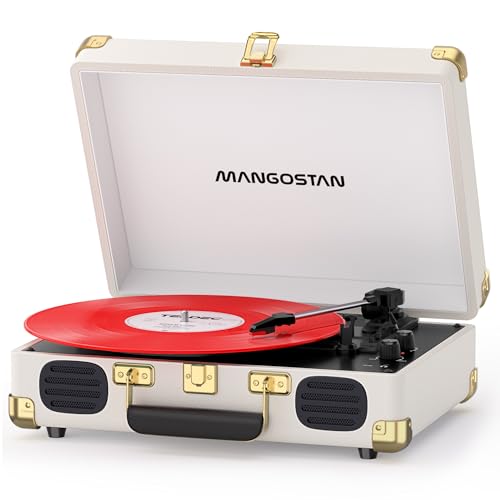 Image of 3-Speed Bluetooth Record Player,Portable Suitcase Turntable,White