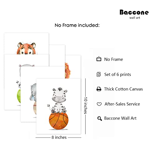 Baby Boy Wall Art Set Of 6 Nursery Sports Prints Decor Nursery Animal Wall Art Boys Nursery Canvas Wall Art Jungle Safari Wall Art Boy Room Bedroom Wall Art Woodland Animal Pictures 8X10 Inch Unframed #TOP1