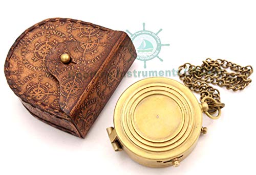 RII Pocket Brass Compass, Nautical Navy Compass for Camping, Travelling, Hiking, Boating, Gifting Compass for Wedding, Birthday, Anniversary, Valentine’s Day for Loved Ones with Imprinted Leather Case - Image 3