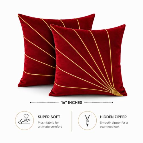Image of Noor Silk Cushion Covers Pack of 7 | 16x16 Inches, Maroon