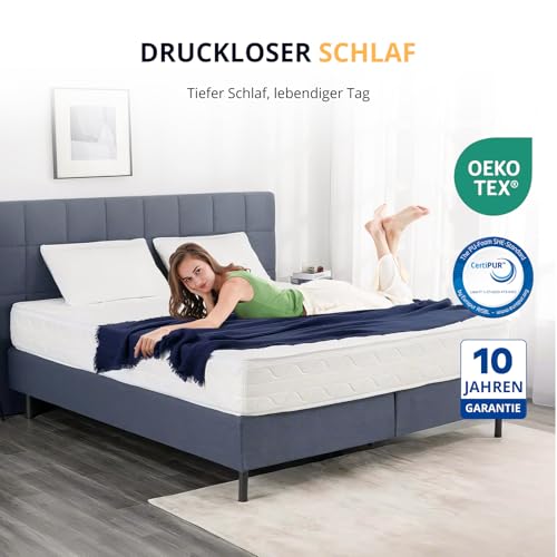 EGO Home Matratze 90x200-23 cm H3 7-Zonen Kaltschaummatratze mit Viscoschaum,Ergonomisch,Weich & Druckentlastend,Atmungsaktiv,Bezug Waschbar, Öko-Tex Zertifiziert