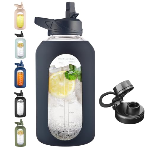 Image of CIVAGO 64 oz Glass Water Bottle with Straw, Half Gallon Large Water Jug