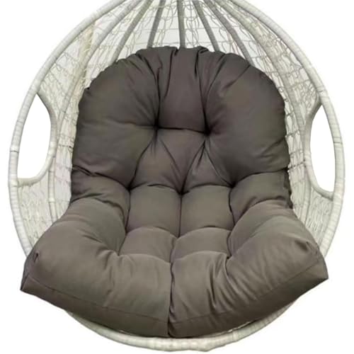 Mysig mörkgrå hängande äggstolskudde 119 x 89 cm mjuk hängmatta sittdyna bekväm inomhus/utomhus korg stolskudde för uteplats och trädgård gungstolar