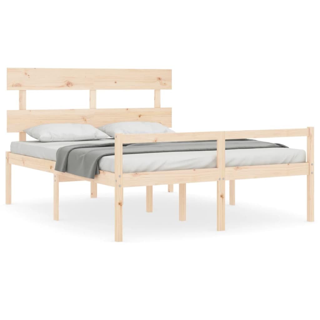 Massives Kiefernholz seniorengerecht Standard 160x200 cm Braun | Seniorenbett Massivholz Kiefer 160x200 cm mit Kopfteil Stauraum hohe Sitzhöhe 45 cm Lattenrost