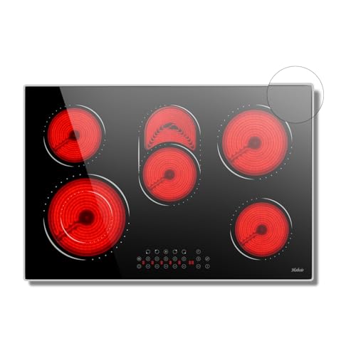 Image of Hobsir 30 Inch Electric Cooktop, 5 Burners Cooktop, Electric Stove Top Burner, 8400W Drop-in Electric Ceramic Stove with Glass Metal Frame, Timer, Safety Lock, 220-240V, Hard Wired (No Plug) 2024