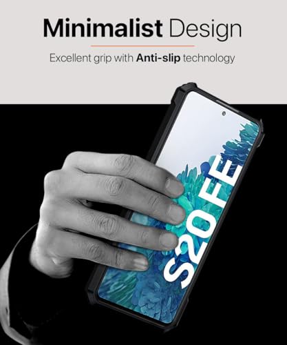 Image of WOW IMAGINE Shockproof Clear Protective Back Case for Samsung Galaxy S20 FE | S20 FE 5G - AirEDGE Technology | 360 Degree Camera Protection | Transparent Hybrid Back Case Mobile Cover - Black