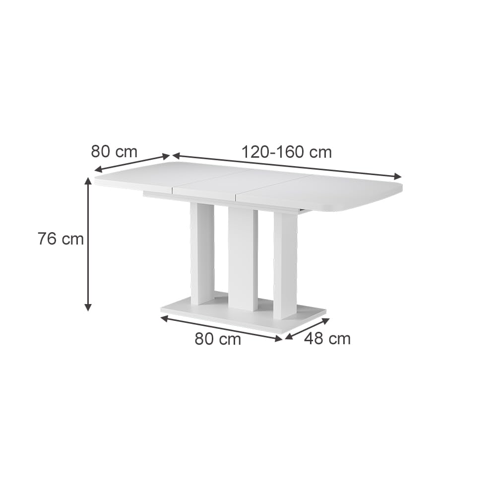 Vicco Esstisch Fenaro, Weiß, 120-160 x 80 cm | 2 Teile, ausziehbar mit Einlegeplatte zur flexiblen Tischverlängerung