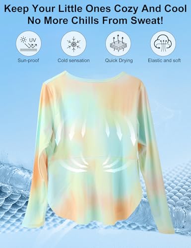 Image of Venzina Girls' Long Sleeve Workout Top with Thumbholes Quick-Dry 4-Way Stretch Moisture Wicking Shirt for Yoga, Dance, Gymnastics(Age 6-10)