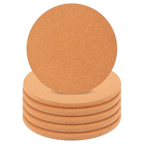 LDHHYH 6 Piezas Posavasos Corcho Redondos, Salvamanteles de Corcho de 19 cm, Base Protectora para Vasos, Ollas, Sartenes, Macetas y Manualidades, Uso en Cocina, Oficina, Bar y Restaurante