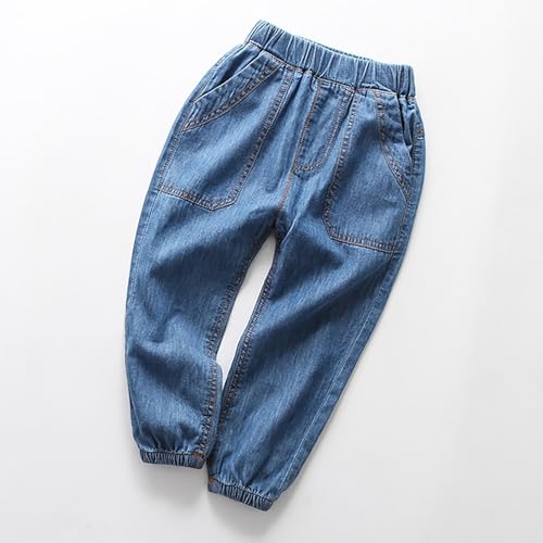 Boys Girls Baggy Jeans Wide Leg Elastic Waist Harlen Pants Summer Loose Casual Denim Pants with Pocket2