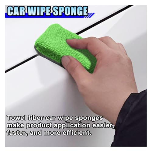 Image of 12PCS Ceramic Coating Applicator Sponge, 4.13'' x 1.84'' Microfiber Car Detailing Applicator Pads, Rectangular Car Foam Cleaning Pad, Auto Polishing Pad for Wax, Paint, Sealant (Green)