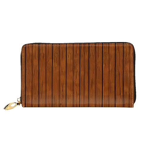 Portefeuille de voyage marron motif bois pour femme active