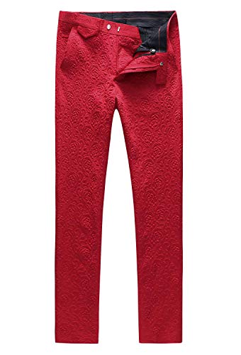 QZI Men's Jacquard 3 Piece Suit One Button Skinny Dress Jacket Tux Vest & Trousers3