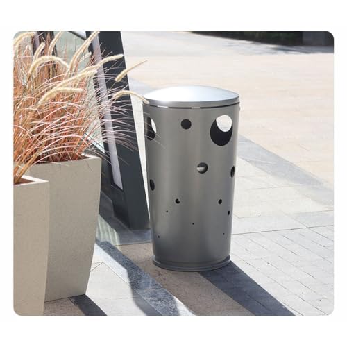 ZXLPHAZ Outdoor-Mülleimer, rund, kreativer Outdoor-Abfalleimer, überdachter Outdoor-Mülleimer, malerischer Park-Straßen-Mülleimer – Bild 7