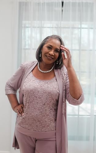 R&M Richards Women's Lace Mother of The Bride Pant Suits, Mauve 104