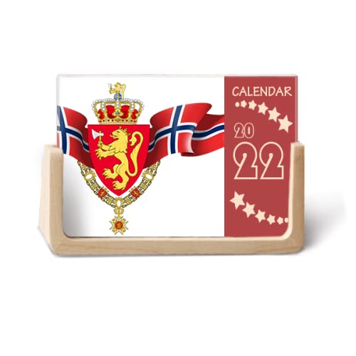Calendrier de bureau 2022 Norvège 12 mois avec blason national