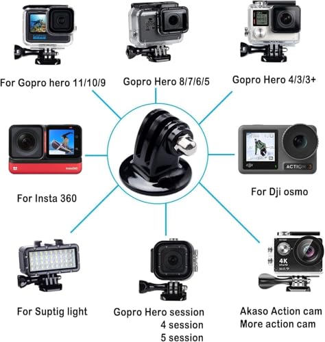 Image of Action Pro Tripod Mount Adapter with Thumb Screw Compatible with GoPro Hero 13 /12 /11 /10 /9 /8 /7 /6 /5 /4, SJCAM, Akaso, DJI Osmo, Insta360 Action Cameras (Pack of 5)