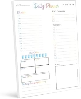 Daily Planner & organiser desk pad with 50 undated A4 tear-off pages  Boost productivity and stay on track with daily schedule, to do list, notes and more (Rainbow)