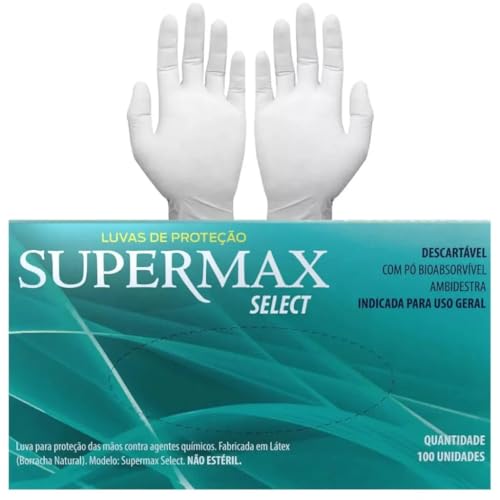 Luvas látex de Proteção p/uso geral Supermax Select c/ 100 Unidades (G)