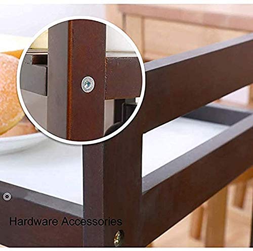 Image of 3-Tier Solid Wood Rolling Bar Cart with Wheels - Utility & Kitchen Storage Cart (Style 6)