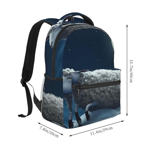 Casual Backpack for Women Men Sheep Flying over the Moon Lightweight Daypack Large Capacity Nurse Bag2